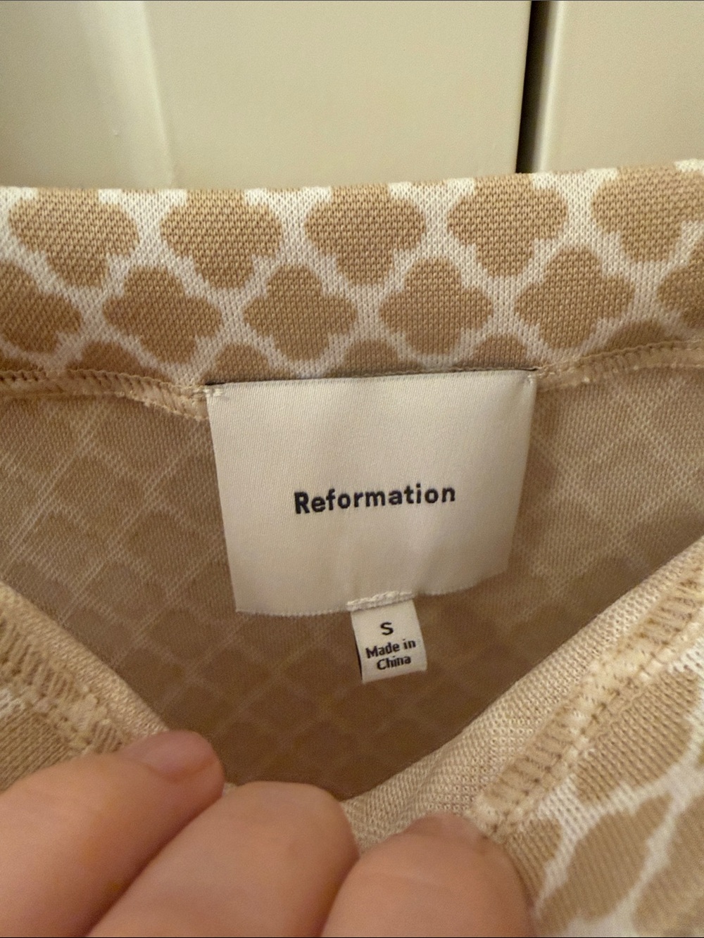 Reformation Beige Patterned Square-Neck Women's Tank Top - Picture 2 of 5
